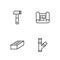 Set line Industry metallic pipe, Brick, Hammer and House plan icon. Vector