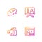 Set line Information, Cinema camera, Speech bubble chat and Television report. Gradient color icons. Vector