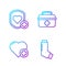 Set line Inhaler, Heart with a cross, Shield and heart rate and First aid kit. Gradient color icons. Vector
