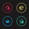 Set line Internet of things, House temperature, Humidity and Smart home settings icon. Vector