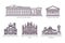 Set of line isolated european religion buildings