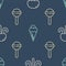 Set line Jellyfish, Lollipop and Ice cream in waffle cone on seamless pattern. Vector