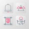 Set line Jesus Christ, Decree, paper, parchment, scroll, Masons and Church bell icon. Vector