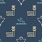 Set line Jet fighter, Airport control tower and Plane landing on seamless pattern. Vector