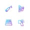 Set line Joint pain, knee pain, Test tube with blood, Syringe and IV bag. Gradient color icons. Vector