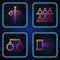 Set line Judge gavel, Handcuffs, Scales of justice and Jurors. Gradient color icons. Vector