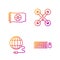 Set line Keyboard and mouse, Social network, Video graphic card and Drone flying. Gradient color icons. Vector