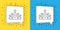 Set line King crown icon isolated on yellow and blue background. Vector