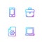 Set line Laptop, Document settings, Mobile phone and Briefcase. Gradient color icons. Vector