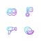 Set line Lemon, Hair dryer, Bar of soap and Sauna thermometer. Gradient color icons. Vector