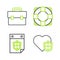 Set line Life insurance with shield, Calendar, Lifebuoy and Briefcase icon. Vector