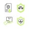 Set line Life insurance with shield, Delivery, Car and Contract icon. Vector