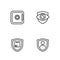 Set line Life insurance with shield, Delivery security, Safe and Shield and eye icon. Vector