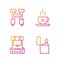 Set line Lighter, Hiking backpack, Binoculars and Coffee cup. Gradient color icons. Vector