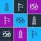 Set line Lighthouse, Infographic of city map navigation and Location marker icon. Vector