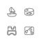 Set line Location fishing, Diving mask, Yacht sailboat and Canned icon. Vector