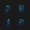 Set line Location gym, Bottle of water, Bodybuilder muscle and Anabolic drugs. Gradient color icons. Vector