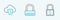 Set line Lock, Cloud and shield and Safe combination lock icon. Vector