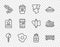 Set line Lollipop, Electronic scales, Bread toast, Scrambled eggs, Candy, Jam jar, Jar of sugar and Piece cake icon