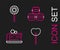 Set line Lollipop, Piece of cake, Macaron cookie and icon. Vector