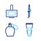 Set line Lotion cosmetic tube, Perfume, Curling iron and Nail polish bottle icon. Vector