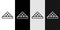 Set line Louvre glass pyramid icon isolated on black and white background. Louvre museum. Vector