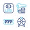 Set line Lucky wheel, Lottery ticket, Winning house with key and icon. Vector