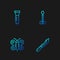 Set line Machete, Butterfly, Flashlight and Arrow. Gradient color icons. Vector