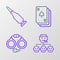 Set line Mafia, Handcuffs, Playing cards and Bullet icon. Vector