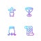 Set line Magic scroll, Witch cauldron, Wizard warlock and Medieval goblet. Gradient color icons. Vector