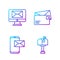 Set line Mail box, Mobile and envelope, Monitor and envelope and Envelope. Gradient color icons. Vector