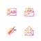 Set line Mail and e-mail, SEO optimization, Advertising and . Gradient color icons. Vector