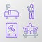 Set line Man without legs sitting wheelchair, X-ray shots, Human broken arm and Hospital bed icon. Vector