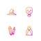 Set line Mantle, cloak, cape, Magic stone, Witch hat and Skull. Gradient color icons. Vector