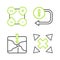 Set line Many ways directional arrow, Intersection point, Arrow and Infographic element icon. Vector