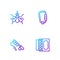 Set line Matchbox and matches, Fishing rod, Mosquito and Carabiner. Gradient color icons. Vector