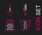 Set line Measuring cup, Grater, Knife and Kitchen ladle icon. Vector