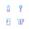 Set line Measuring cup, Refrigerator, Pepper and Spatula. Gradient color icons. Vector