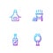 Set line Meat tongs, Ketchup bottle, Kitchen apron and Barbecue grill. Gradient color icons. Vector