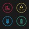 Set line Medal, Fitness shaker, Sport expander and boxing shoes icon. Vector
