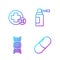 Set line Medicine pill or tablet, DNA symbol, Cross hospital medical and Medical bottle with nozzle spray. Gradient