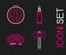 Set line Medieval axe, Brass knuckles, Bullet and Peace icon. Vector