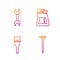 Set line Metallic nail, Paint brush, Wrench spanner and Cement bag. Gradient color icons. Vector