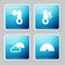 Set line Meteorology thermometer, , Rainbow with cloud and icon. Vector