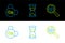 Set line Microorganisms under magnifier, Mineral Ca Calcium and Old hourglass icon. Vector