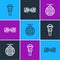 Set line Microphone, Disco ball and Music note, tone icon. Vector