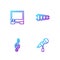 Set line Microphone, Treble clef, Voice assistant and Xylophone. Gradient color icons. Vector