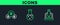 Set line Microscope, Sulfur dioxide SO2 and Test tube icon. Vector