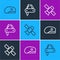 Set line Military beret, Satellite and Swiss army knife icon. Vector