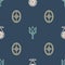 Set line Minotaur labyrinth, Greek shield and Neptune Trident on seamless pattern. Vector